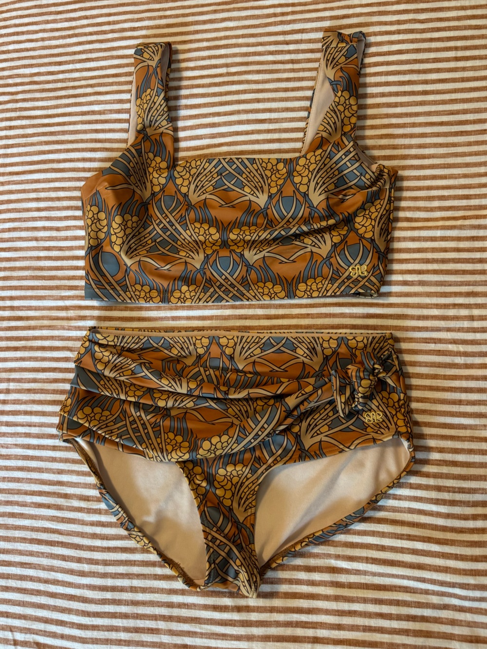 Albion Two-Piece Bikini Set in Mustard, Navy & Olive Floral Print